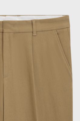 Tapered-fit trousers in stretch-cotton twill, Beige