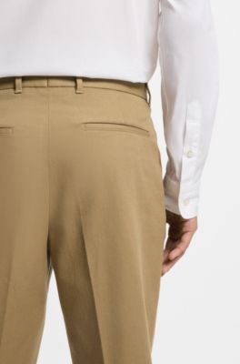 Tapered-Fit Hose aus elastischem Baumwoll-Twill, Beige