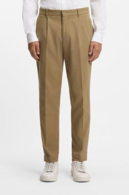 Tapered-fit broek van stretchkatoenen twill, Beige