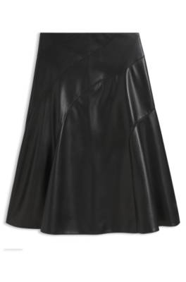 Faux-leather skirt with seaming details