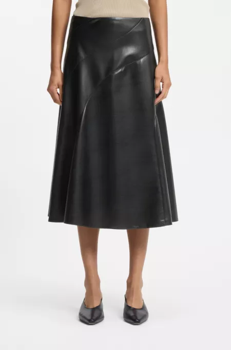 Jupe en similicuir avec détails de coutures