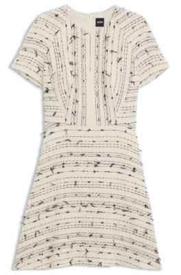 Tweed-striped dress in a cotton blend, Patterned