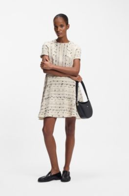Tweed-striped dress in a cotton blend, Patterned
