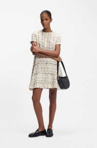 Tweed-striped dress in a cotton blend, Patterned