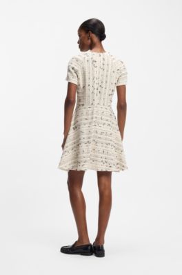 Tweed-striped dress in a cotton blend, Patterned