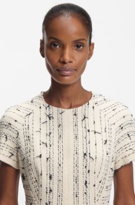 Tweed-striped dress in a cotton blend, Patterned