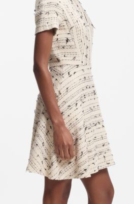 Vestito a righe in tweed di misto cotone, A disegni