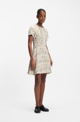 Tweed-striped dress in a cotton blend, Patterned