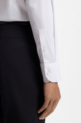 Slim-fit shirt in temperature-regulating stretch poplin, White