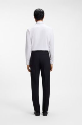 Slim-fit shirt in temperature-regulating stretch poplin, White
