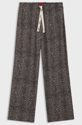 Printed pyjama bottoms in stretch modal and cotton, Grey Patterned