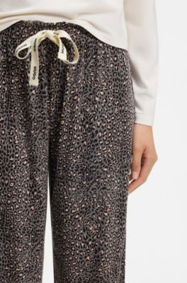 Printed pyjama bottoms in stretch modal and cotton, Grey Patterned