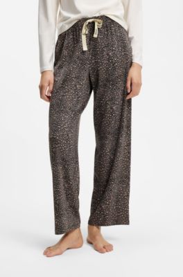 Printed pyjama bottoms in stretch modal and cotton, Grey Patterned