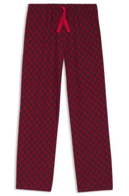 Stretch-jersey pyjama bottoms with all-over print, Dark Red