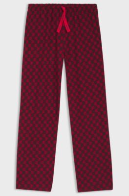 Pyjamabroek van stretchjersey met all-over print, Donkerrood