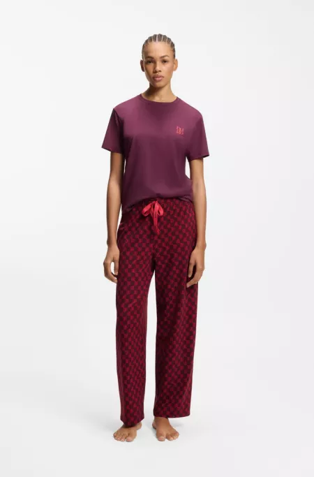 Heart-print pyjama bottoms in a stretch-modal blend