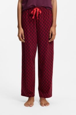 Bas de pyjama en jersey stretch &agrave; imprim&eacute; partout, Rouge sombre