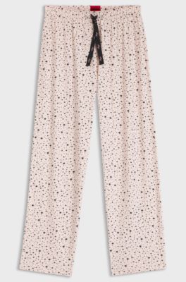 Printed pyjama bottoms in stretch modal and cotton, Light Pink