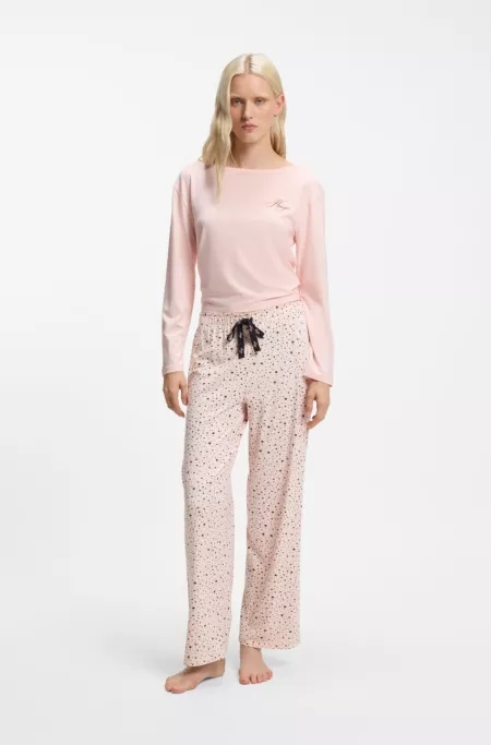 Bedruckte Pyjama-Hose aus Stretch-Modal und Baumwolle
