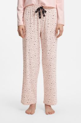 Printed pyjama bottoms in stretch modal and cotton, Light Pink