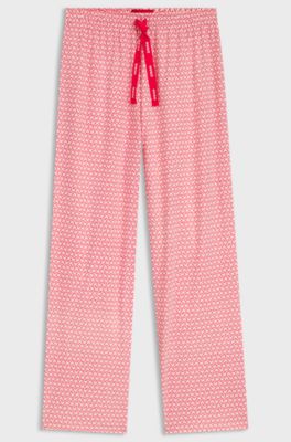 Printed pyjama bottoms in stretch modal and cotton, light pink