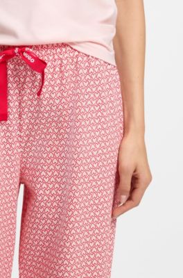 Pantaloni del pigiama in jersey elasticizzato con stampa all-over, Rosa chiaro