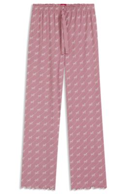 Stretch-jersey pyjama bottoms with all-over print, light pink