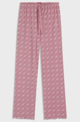 Printed pyjama bottoms in stretch modal and cotton, Light Pink