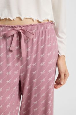 Printed pyjama bottoms in stretch modal and cotton, light pink