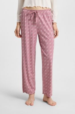 Printed pyjama bottoms in stretch modal and cotton, light pink