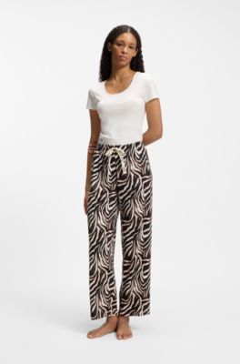 Printed pyjama bottoms in stretch modal and cotton, Patterned