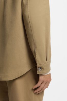 Relaxed-fit overshirt in stretch-cotton twill, Beige