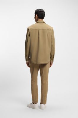 Relaxed-fit overshirt in stretch-cotton twill, Beige
