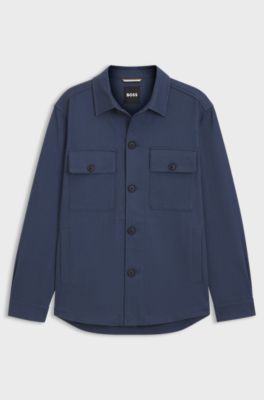Relaxed fit-overshirt i bomullstwill med stretch, Bl&aring;