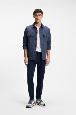 Relaxed-fit overshirt in stretch-cotton twill, Blue