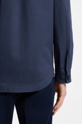 Relaxed fit-overshirt i bomullstwill med stretch, Bl&aring;