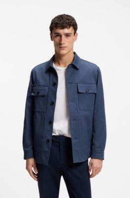Relaxed-fit overshirt in stretch-cotton twill, Blue