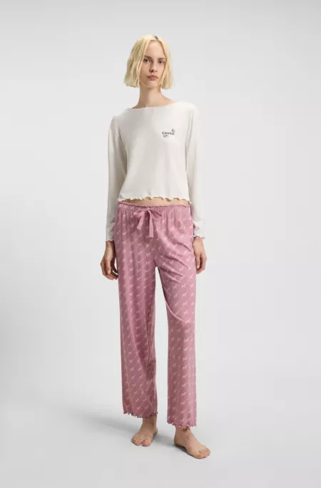 T-shirt de pyjama en jersey stretch avec logo artistique