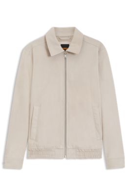 Blouson jacket in soft suede, Light Grey