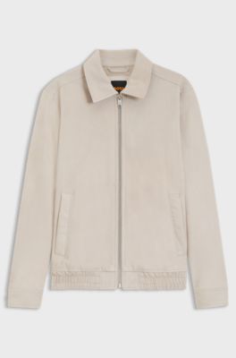 Blouson jacket in soft suede, Light Grey