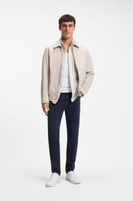 Blouson jacket in soft suede, Light Grey