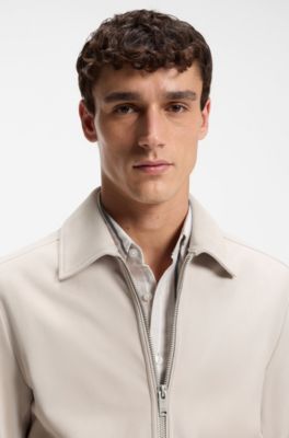 Blouson jacket in soft suede, Light Grey