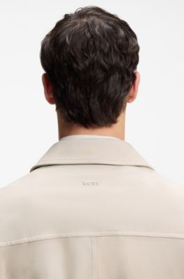 Blousonjas van zachte su&egrave;de, Lichtgrijs