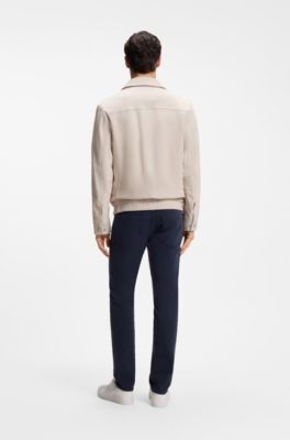 Blouson jacket in soft suede, Light Grey