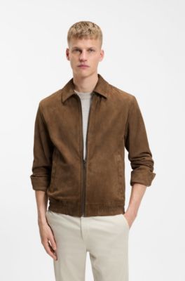 Blouson jacket in soft suede, Brown