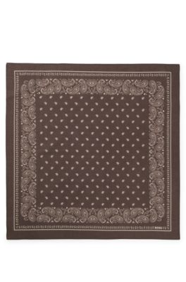 Printed-cotton bandana, Brown Patterned