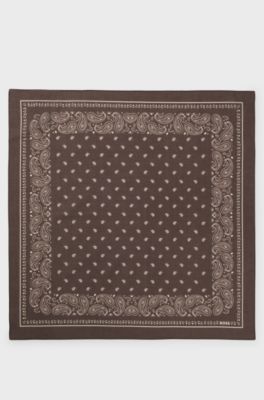 Printed-cotton bandana, Brown Patterned