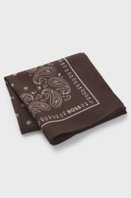 Printed-cotton bandana, Brown Patterned