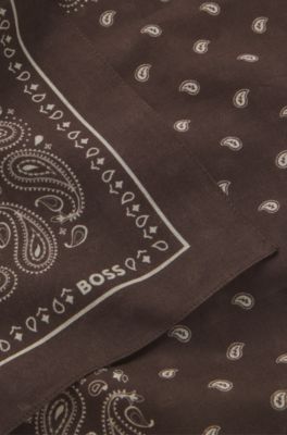 Printed-cotton bandana, Brown Patterned