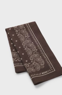 Printed-cotton bandana, Brown Patterned
